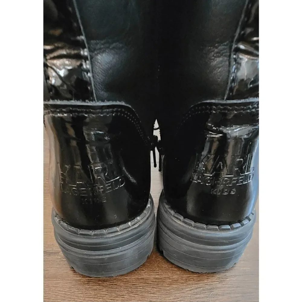 Karl Lagerfeld kids lace-up leather boot US size 2/CM21/UK1/EUR33